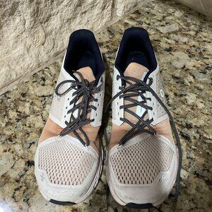 On Cloud Women's Running Shoes, Size 11 Women, White/Tan